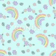 rainbow cute seamless pattern on blue