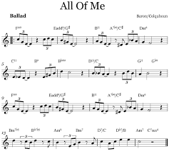 All Of Me Lead Sheet With New Harmonisation Chart Baron