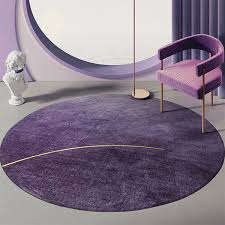 simple round rug green purple
