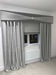 grey plush velvet window pelmet with