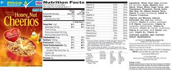 honey nut cheerios nutrition label