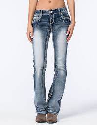 Amethyst Jeans Blue Stitch Womens Slim Bootcut Jeans Dkbls