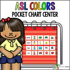 Asl American Sign Language Colors Pocket Chart Center