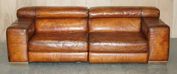 natuzzi roma cigar brown leather sofa