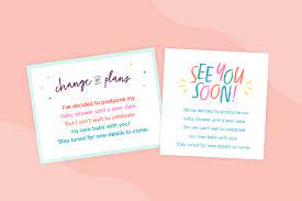 baby shower postponement cards from