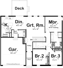 ranch house plan with open floor plan
