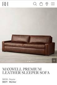 rh maxwell premium leather sleeper sofa