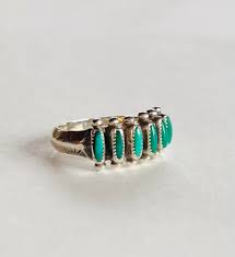 1970s zuni green turquoise ring size 7