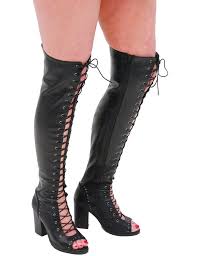 Milwaukee Milwaukee Lace Up Thigh High Open Toe Studded Boots Blc9421thi
