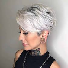 Let's pick your colored short hair and try that! Short Pixie Haircuts For Gray Hair 18