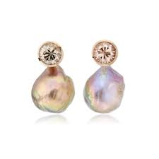 zircon and ming pearl earrings