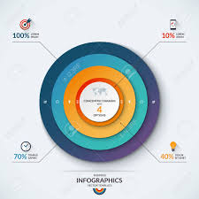 Infographic Diagram Template With Concentric Circles With 4 Options