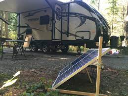 Camper trailer with solar panels. Installing A Solar Charging System Inverter In A Travel Trailer Camping Rving Bc