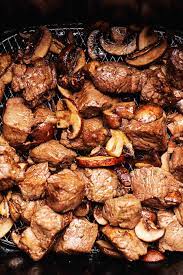 air fryer steak biteushrooms