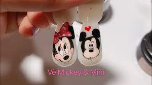 Paint the nail | 캐릭터 네일 | nail vẽ chuột Mickey và Mine đơn giản - YouTube