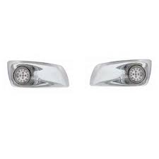 United Pacific Kenworth T660 Front Bumper Amber Led Auxiliary Lights Chrome Bezel Pair