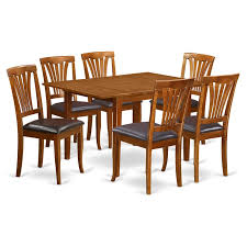 Wood Dining Table Set In Saddle Brown