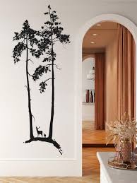 Tall Trees With Deer Silhouette Vinyl