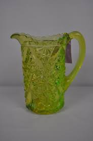 lot victorian vaseline glass pitcher