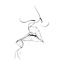 couple kissing lips sketch vector