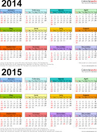 2014 2015 Two Year Calendar Free Printable Pdf Templates