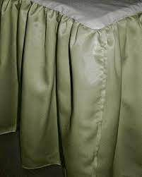 sage green satin bed skirt with extra