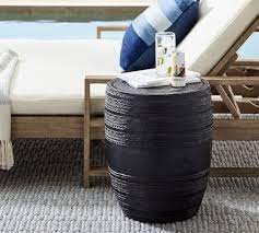 metal drum outdoor side table pottery
