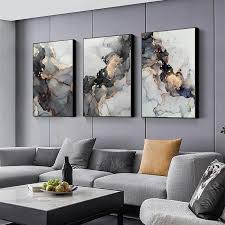 1pc Marble Gold Black Canvas Poster