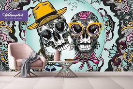 Sugar Skull L And Stick Wall Mural