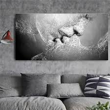 White Couple Kissing Abstract Painting