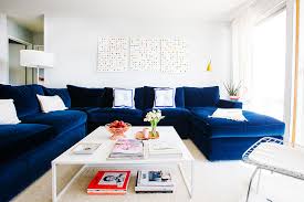 decorate home with blue velvet sofa