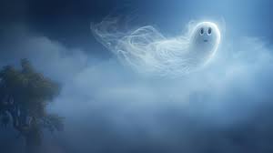 a cute ghost soars by a giant harvest