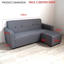 Mica 3 Seater Sofa With Stool Grey