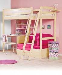 A bunk bed with a desk or table underneath is the dream furniture of working millennials who are trying to use the limited square footage of small apartments. How Cute Is This For A Girl S Room Lofted Bed With Desk And Couch Underneath The Couch Folds Out To A F Girls Loft Bed Bunk Bed With Desk Loft Beds