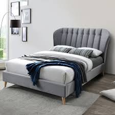 porter double bed in velvet grey aldiss