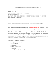 Sample Cover Letter For The Submission Of Manuscript