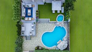 swimming pool fire pit bbq area