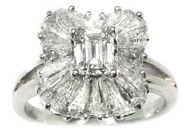 Emerald band ring w/ diamonds 18k gold. Women S Emerald Cut Platinum Diamond Cocktail Ring