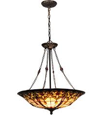 Dale Tiffany Sth15010 Mccartney 3 Light 20 Inch Tiffany Bronze Inverted Hanging Fixture Ceiling Light