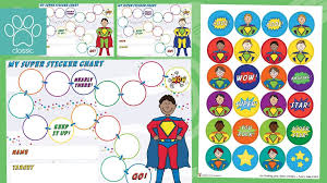 Teachers Pet Superhero Sticker Charts And Stickers Boys