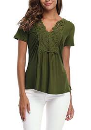 Miss Moly Womens Evening Top Flared Tunic Top Comfy Solid Color Olive Green M Italian Secrets