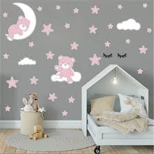 Cute Moon Stars Bear Wall Stickers For