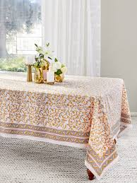 French White Tablecloth Gold Fl