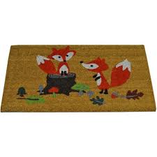 woodland fox indoor outdoor coir doormat