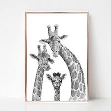 Giraffe Family Print Picture Unframed