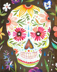 Sugar Skull Art Print Day Of The Dead