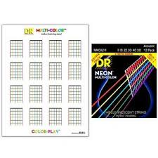 Details About Dr Strings Hi Def Neon Medium Light Acoustic String 2 Pack W Chord Chart Sheet