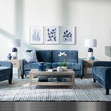 everly blue velvet sofa
