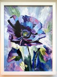 purple flower painting on canvas with