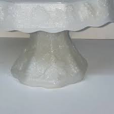 Milk Glass Pedestal Cake Plate Stand